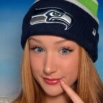 Avery Skye wearing a Seahawks beanie