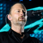 Thom Yorke of Radiohead performing