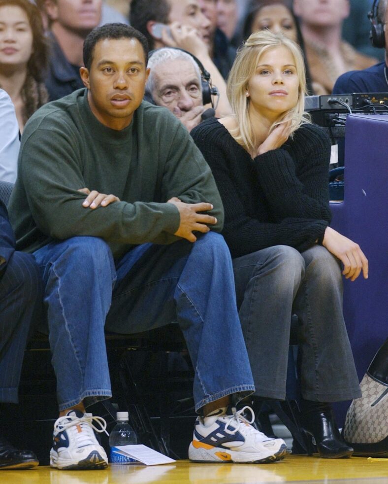 Tiger Woods and his ex girlfriend Elin Nordegren at basketball game