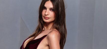 Emily Ratajkowski wearing red