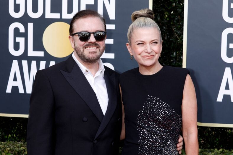 Ricky Gervais and Jane Fallon at the 77th Annual Golden Globe Awards 2020 In Beverly Hills