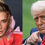 A photo collage of Kesha and Donald Trump