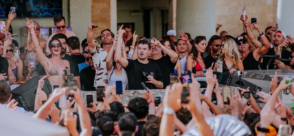 Crowd of people partying.