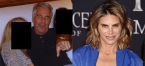 Jeffrey Epstein with unidentified women (left) Jillian Michaels (right)