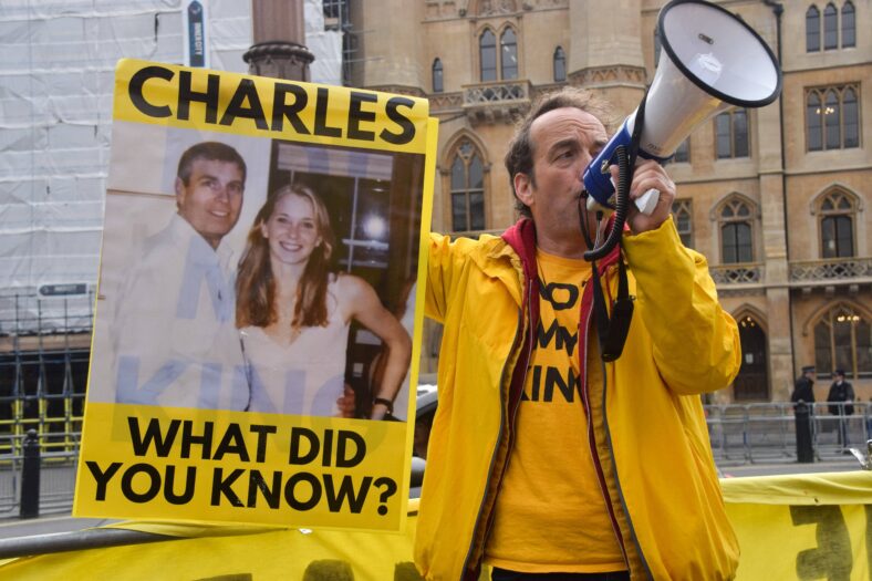 Anti-Monarchy Protest Outside Westminster Abbey On Commonwealth Day