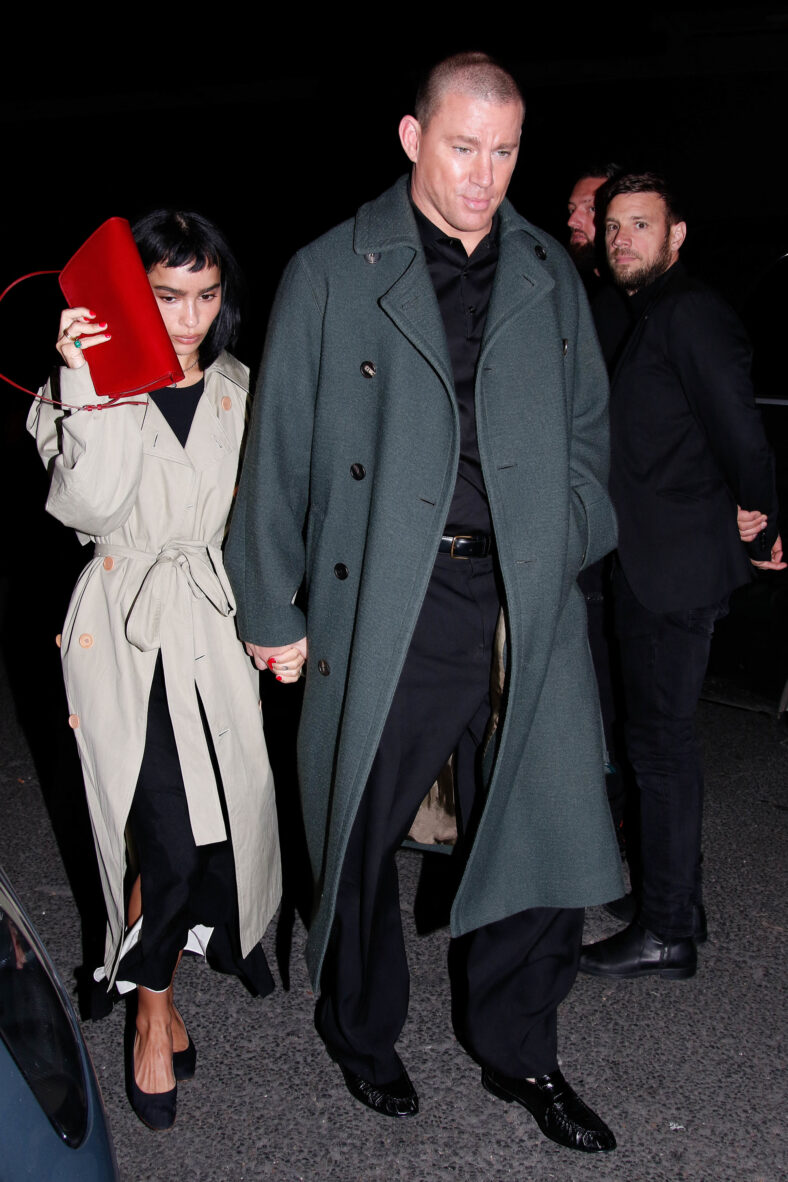 Zoe Kravitz and Channing Tatum arriving at Costes restaurant during Paris Fashion Week