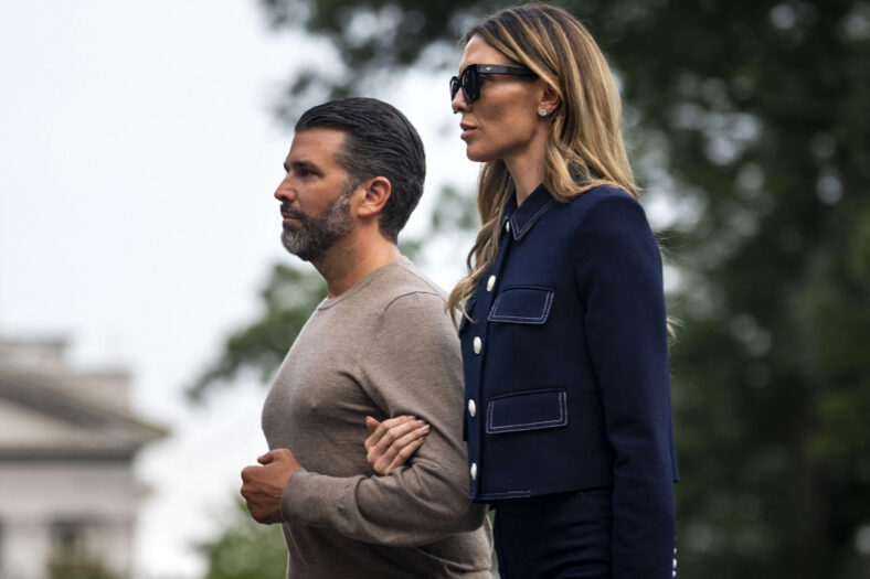 Donald Trump Jr. and Bettina Anderson return to the White House from Scotland