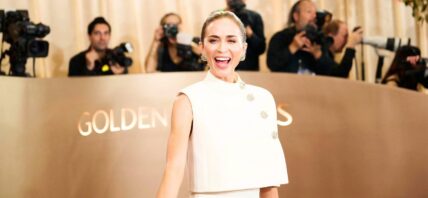 Emily Blunt laughing on the red carpet