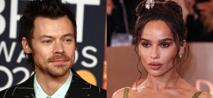 A photo collage of Harry Styles and Zoë Kravitz
