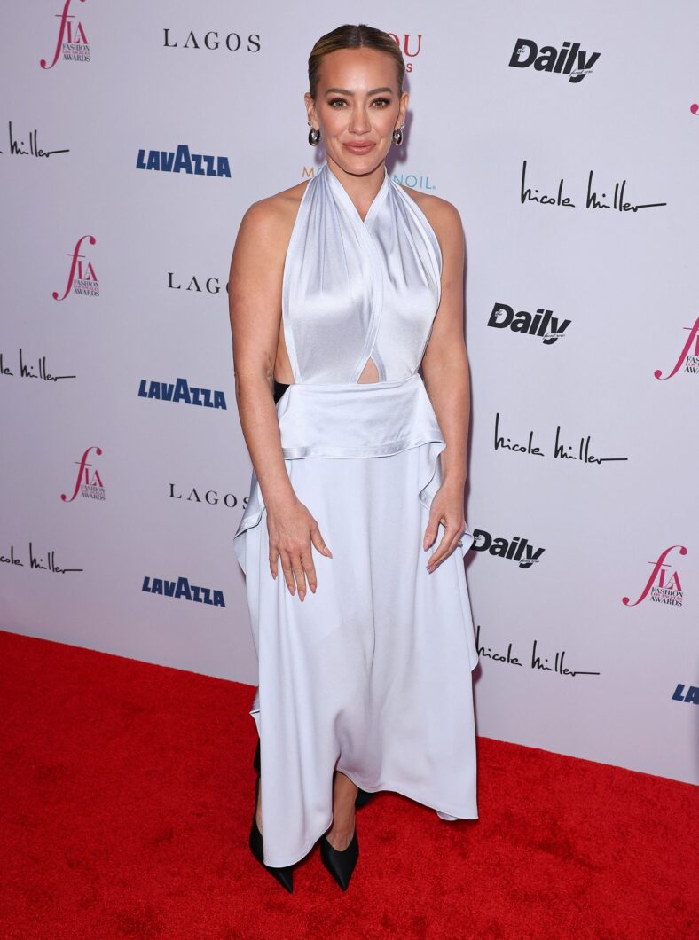 Hilary Duff in a white dress
