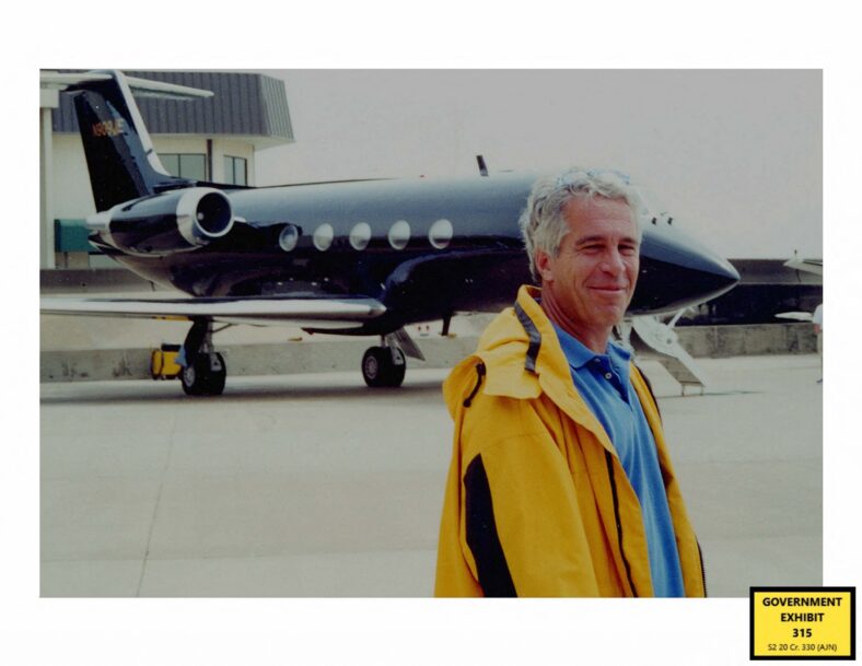 Jeffrey Epstein in front of a jet