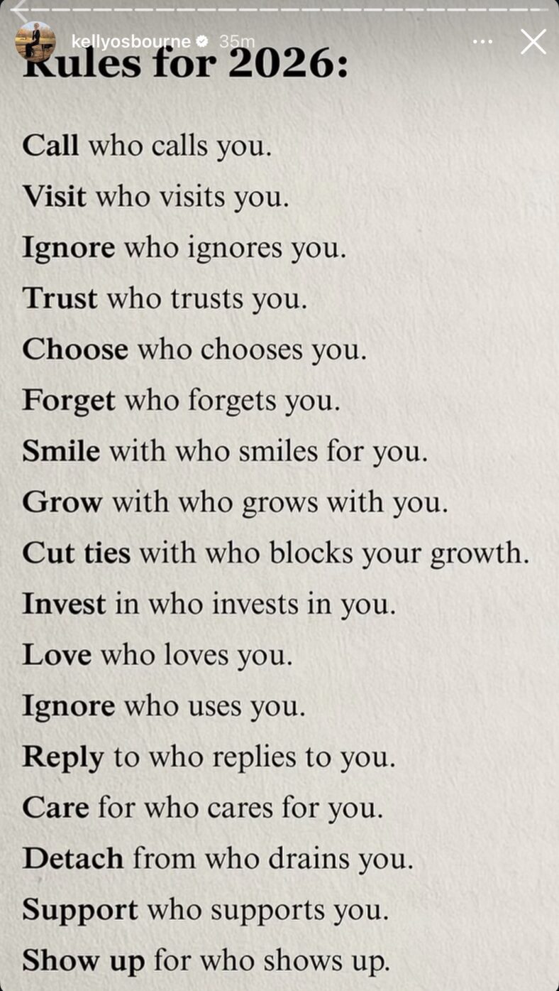 Kelly Osbourne reveals new rules for 2026