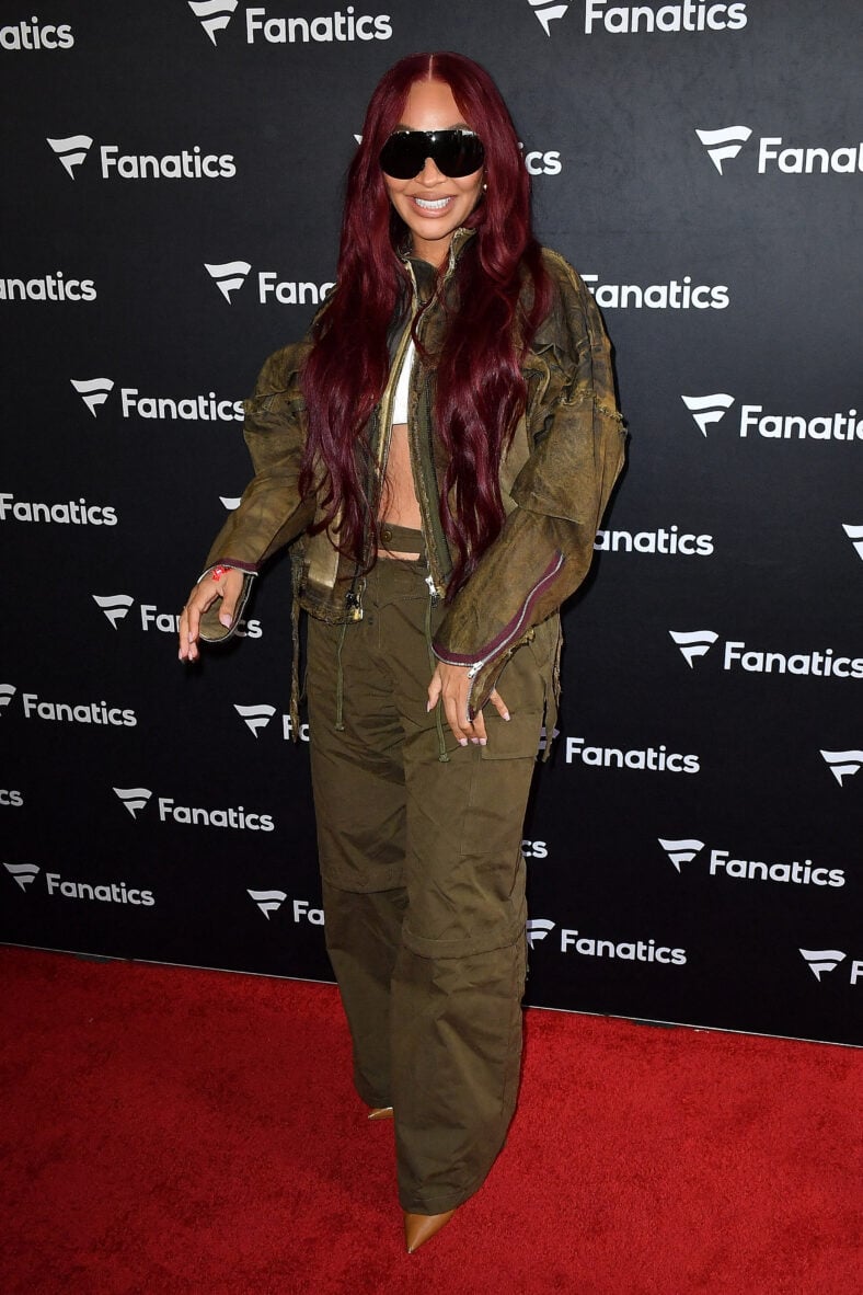 La La Anthony in a green two-piece
