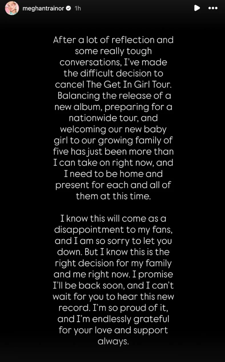 Meghan Trainor cancels tour