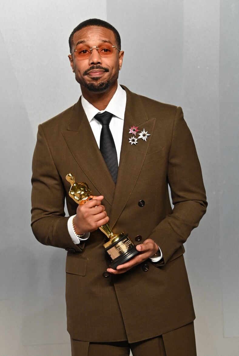 Michael B. Jordan with his Oscar