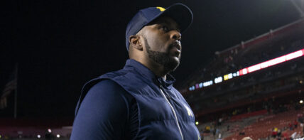 Sherrone Moore during NCAA Football 2022: Michigan 52:17 Rutgers