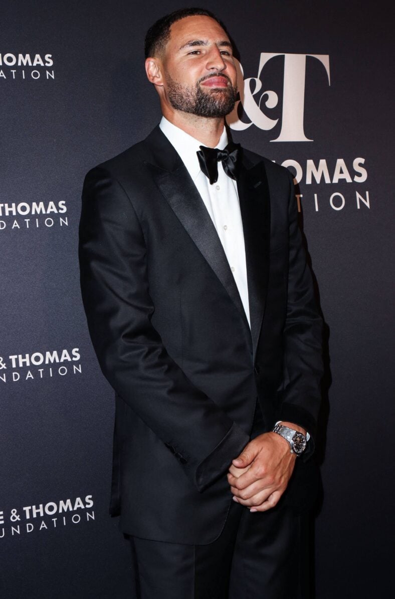 Klay Thompson posing on the red carpet. 