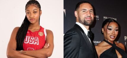 Photo collage of Megan Thee Stallion, Angel Reese.