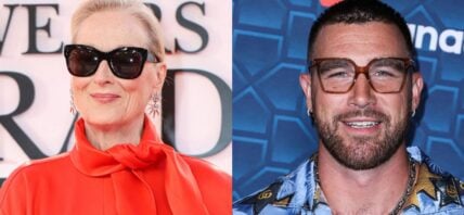 Photo collage of Meryl Streep and Travis Kelce