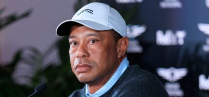 Tiger Woods at a press conference