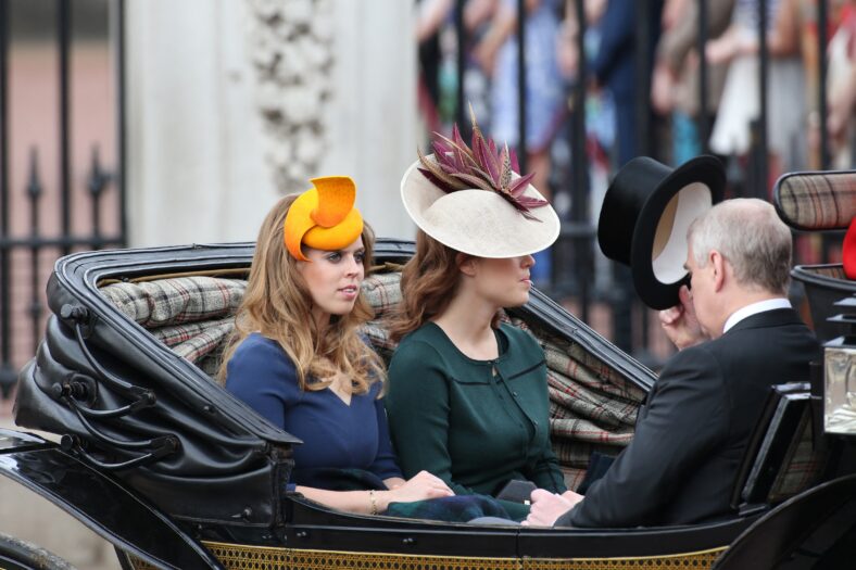 Princess Eugenie, Princess Beatrice, and Prince Andrew