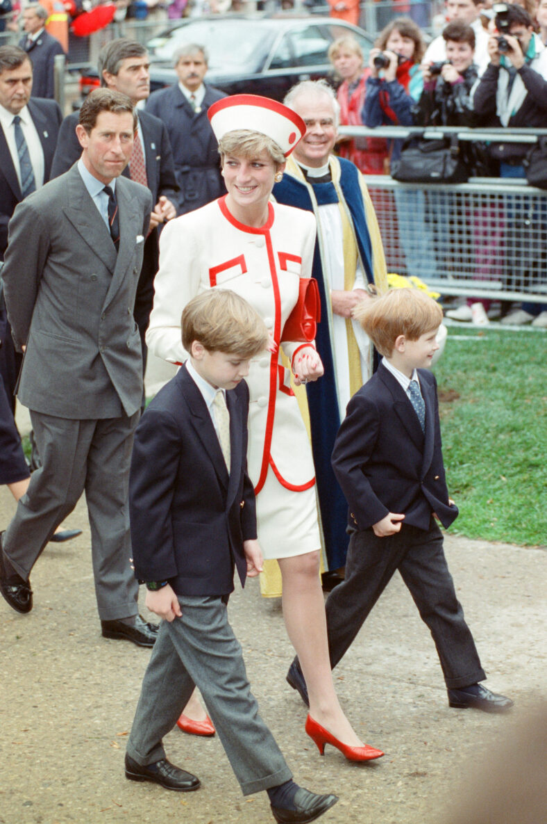Princess Diana, Princes Charles, William and Harry on a walkabout after church service at St. James Cathedral in Toronto, Canada.