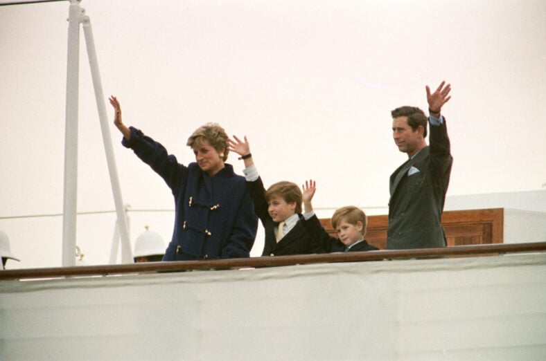 Princess Diana, Prince Charles, Prince William and Prince Harry Wave Farewell To Toronto From The Royal Yacht Britannia
