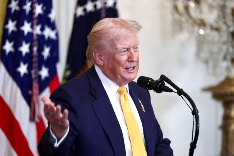 Donald Trump in the East Room of the White House
