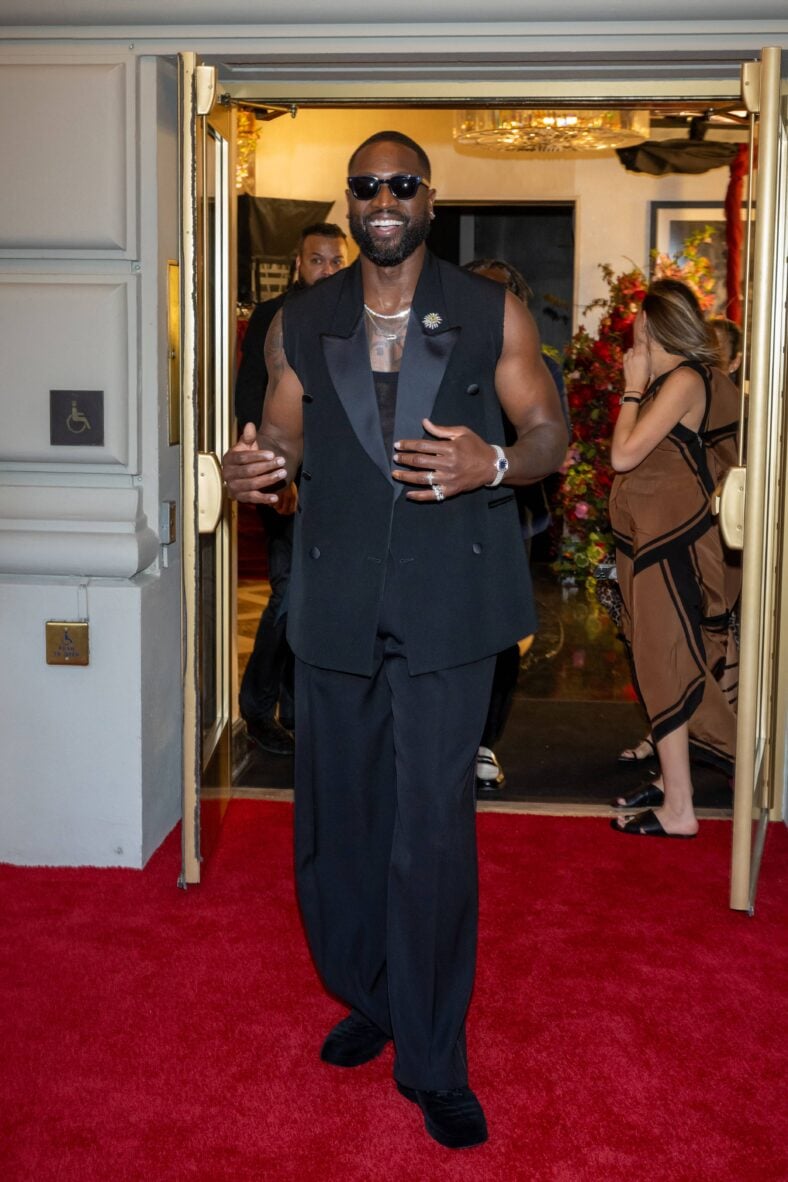 Dwyane Wade in a black suit 