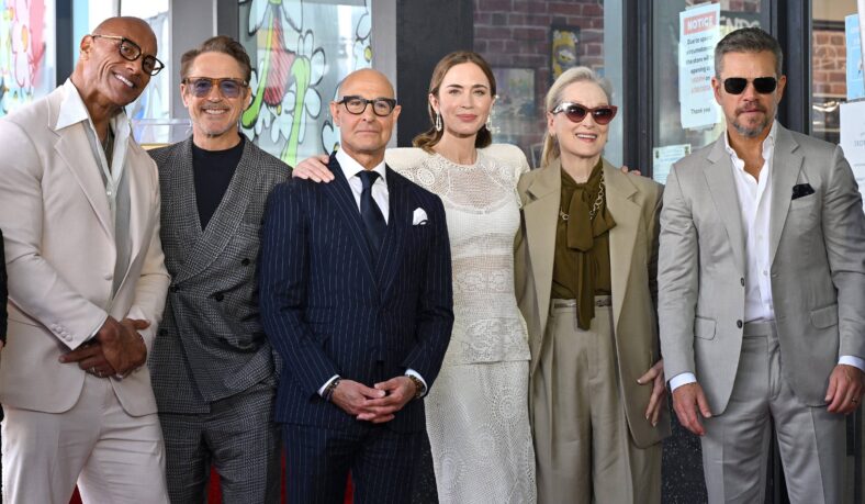 Stanley Tucci and Emily Blunt with Stars on Hollywood Walk of Fame