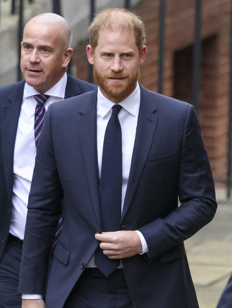 Prince Harry arrives at the High Court in London