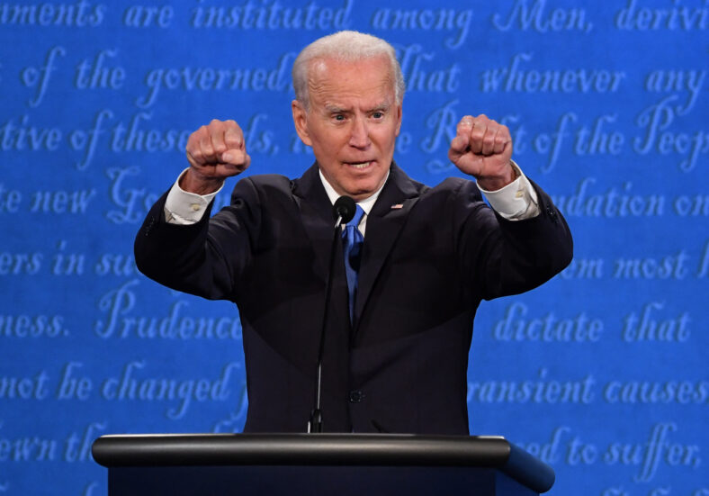 Joe Biden gestures during the 2020 Presidential Debate