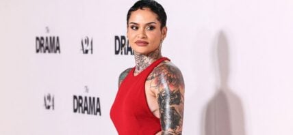 Kehlani in a red dress