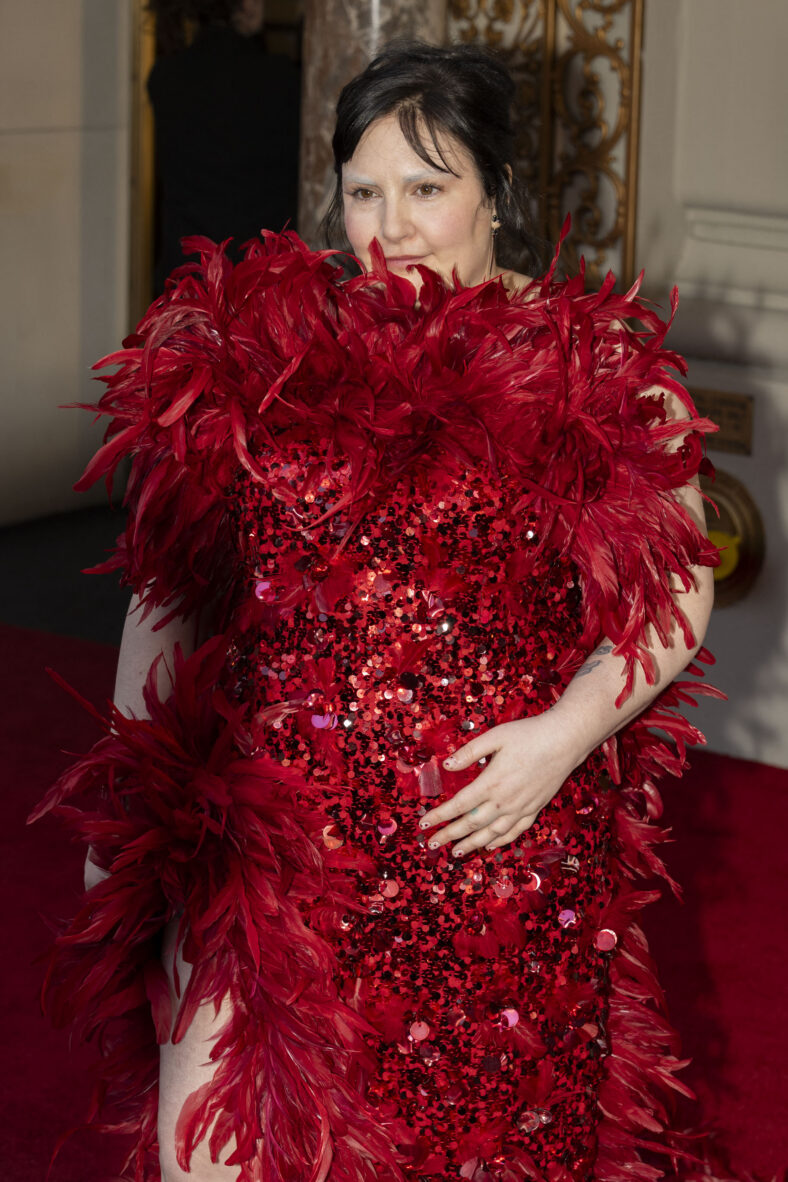 LENA DUNHAM departs The Pierre Hotel to attend the 2026 Met Gala