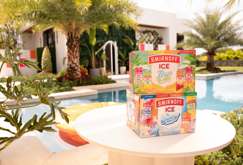 Smirinoff Ice cans by the pool