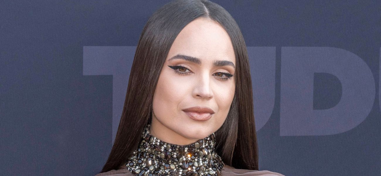 Sofia Carson cai de queixo caído em um ajuste de renda justo na amfAR Gala