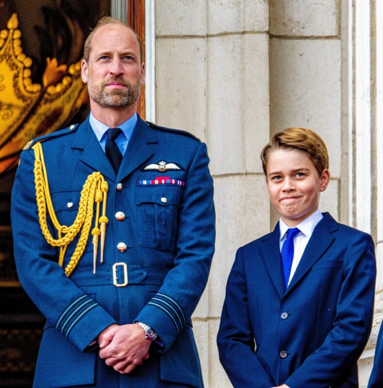 Prince William and Prince George on the balcony of Buckingham Palace