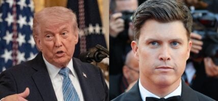 Donald Trump (left) Colin Jost (right)
