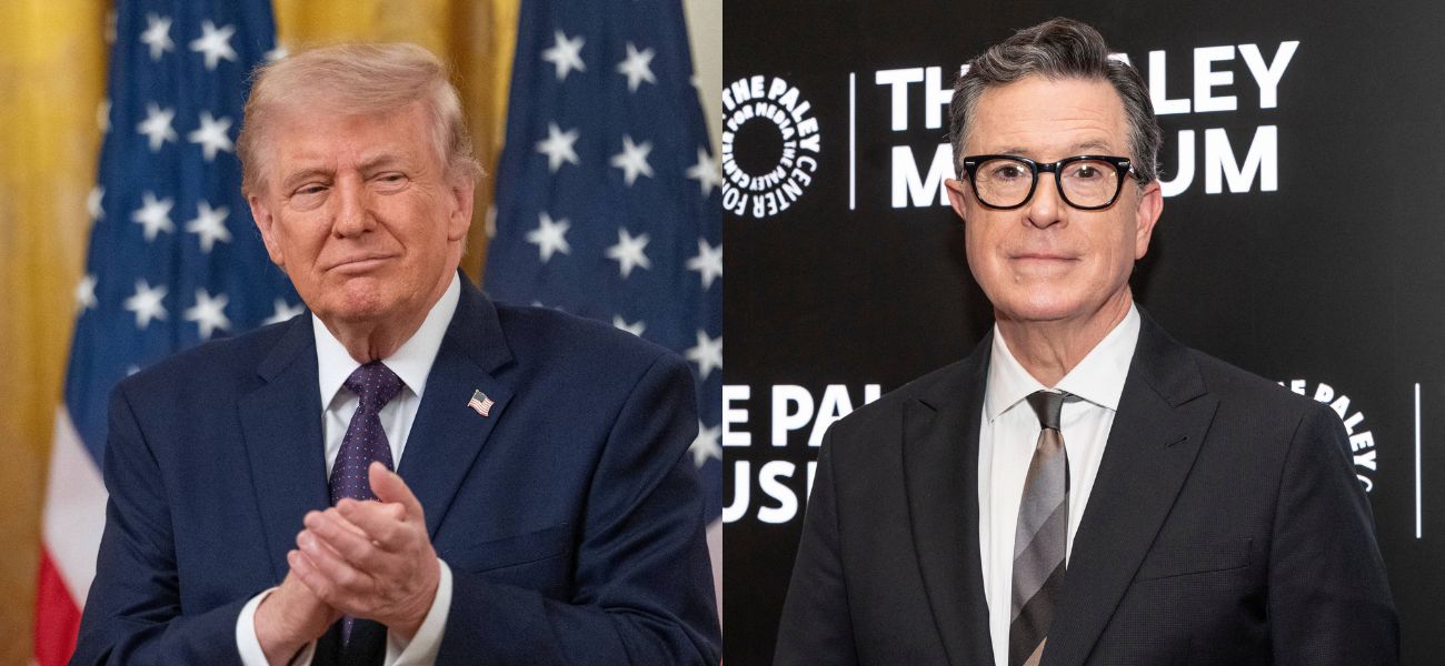 Donald Trump comemora o fim do show de Stephen Colbert