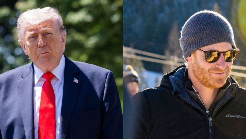 A side-by-side collage of Donald Trump and Prince Harry