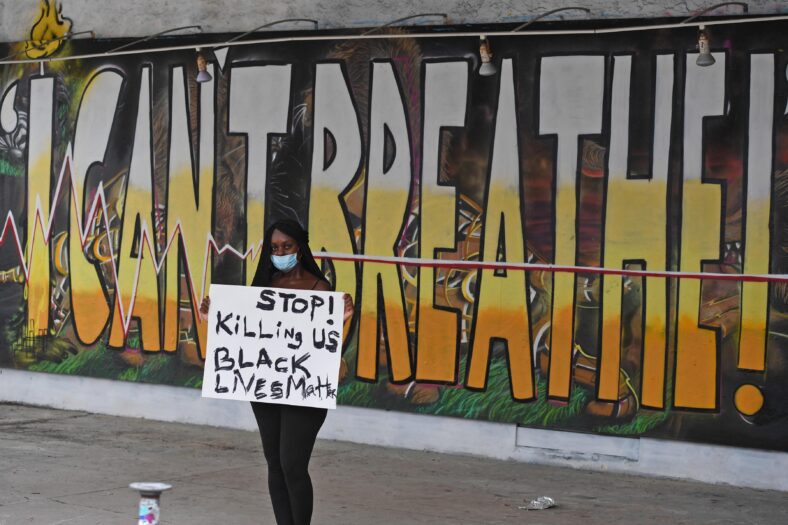 The protest for George Floyd in Downtown Miami Florida