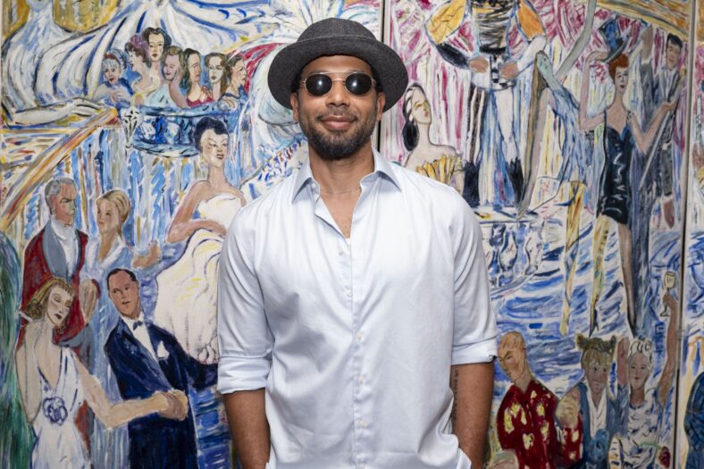 Jussie Smollett present as Taraji P. Henson Receives Sardis Portrait In New York