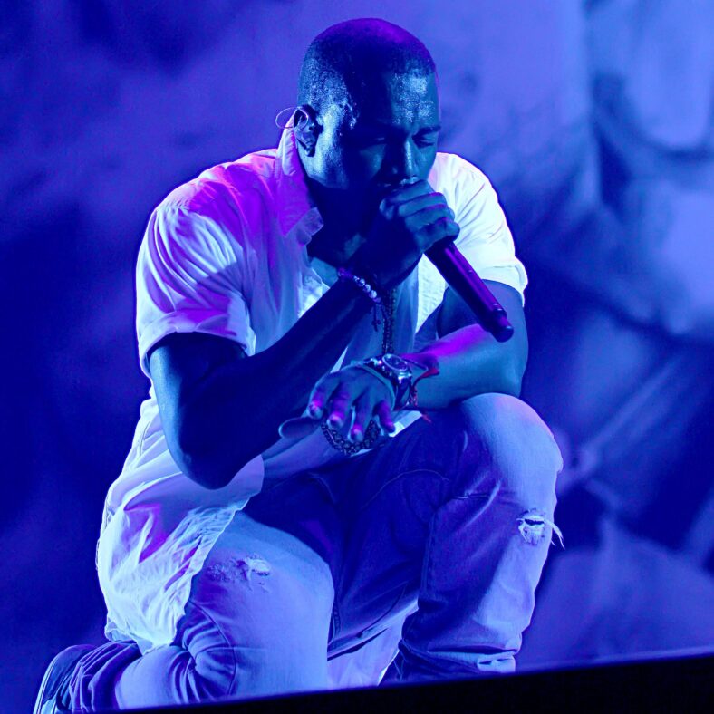 Kanye West performs on stage