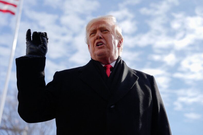 Donald Trump addresses the media