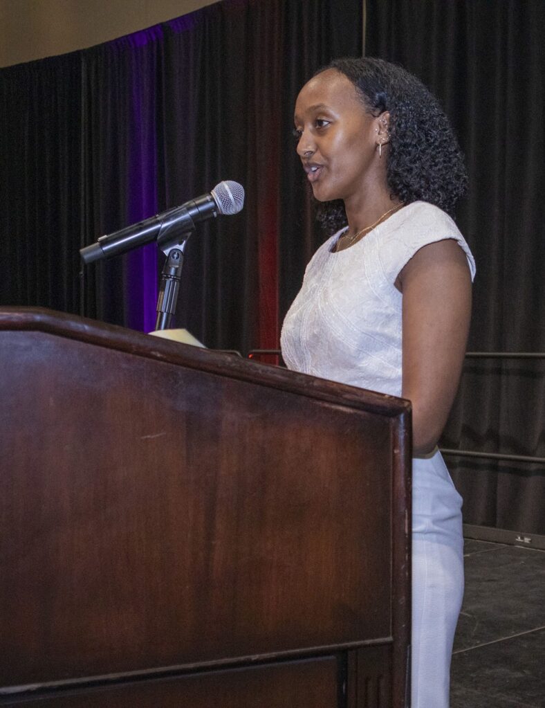 Proud mom Angelina Jolie watched daughter Zahara deliver a speech at the Women in Training, Inc. Mother-Daughter Brunch in Montgomery, Alabama on Saturday (MARCH 1).