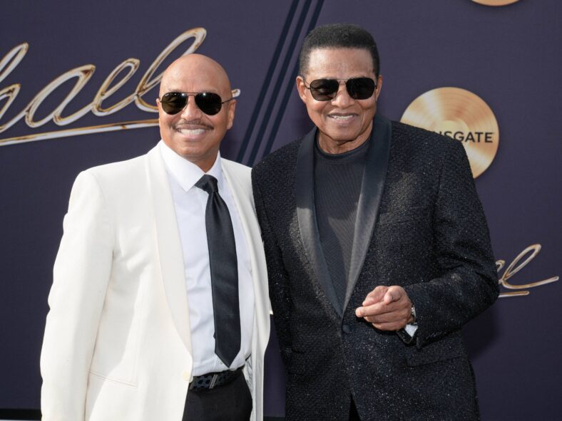 Jackie and Marlon Jackson at movie premiere