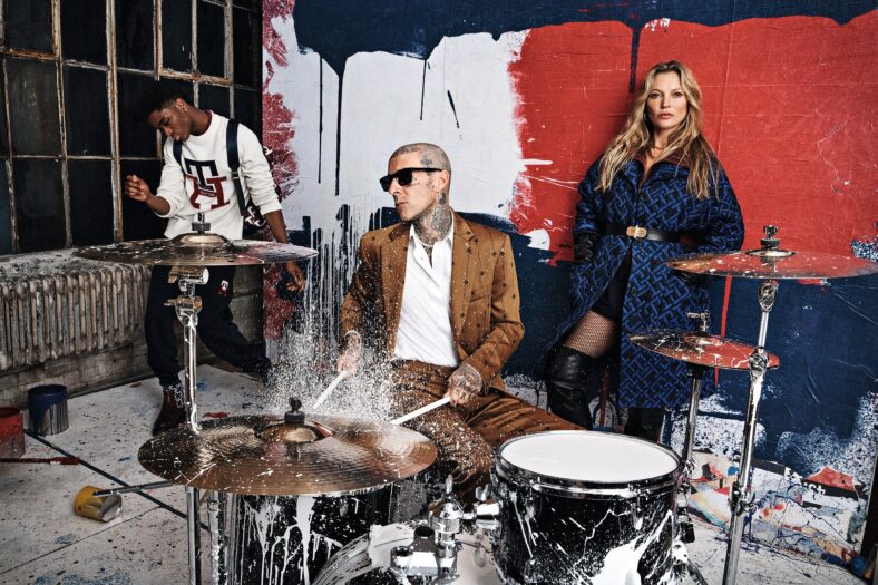 Travis Barker playing the drums