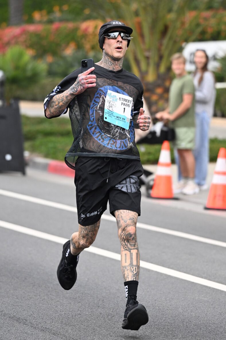 Travis Barker runs in the Run Travis Run event in Santa Monica Ca