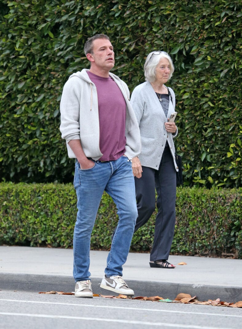Ben Affleck and Ex Jennifer Garner greet Ben's mom Christopher Anne "Chris" Boldt in Santa Monica