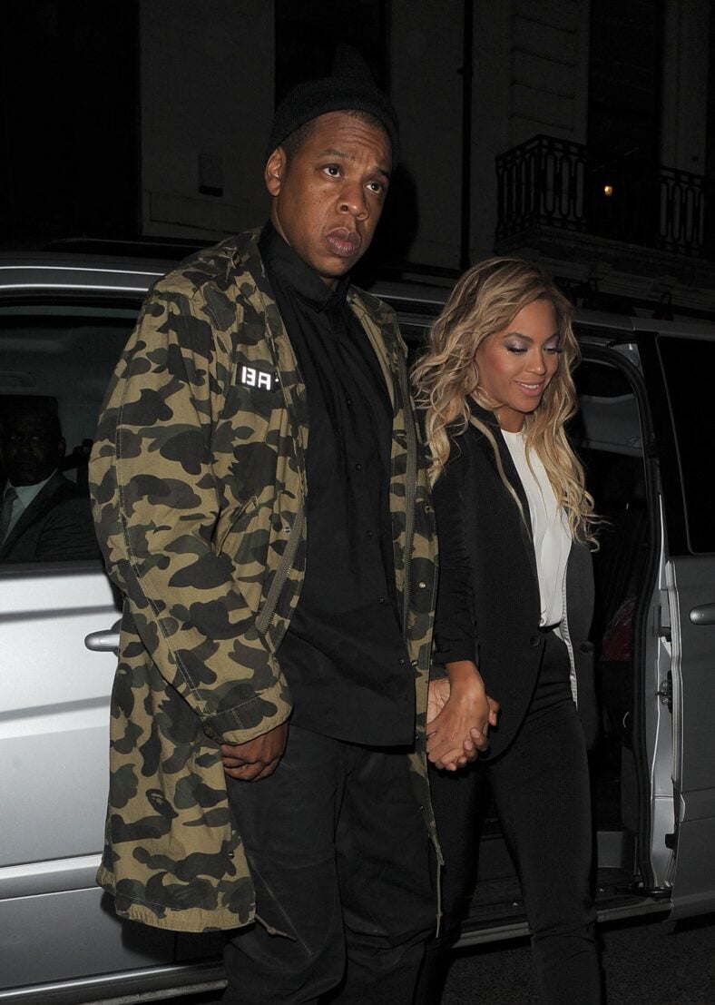 Beyonce Knowles and her husband Jay Z are seen arriving at The Arts Club in Mayfair